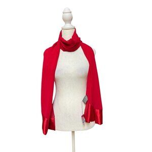 Vince Camuto Red Scarf Wrap Shawl NWT 20x71 Sheer Satin Trim